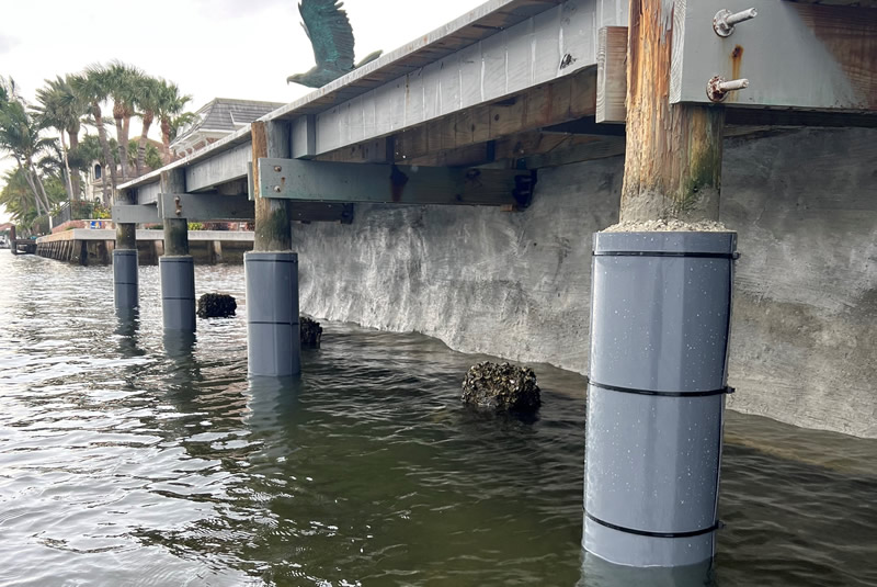 Pile wraps after installation